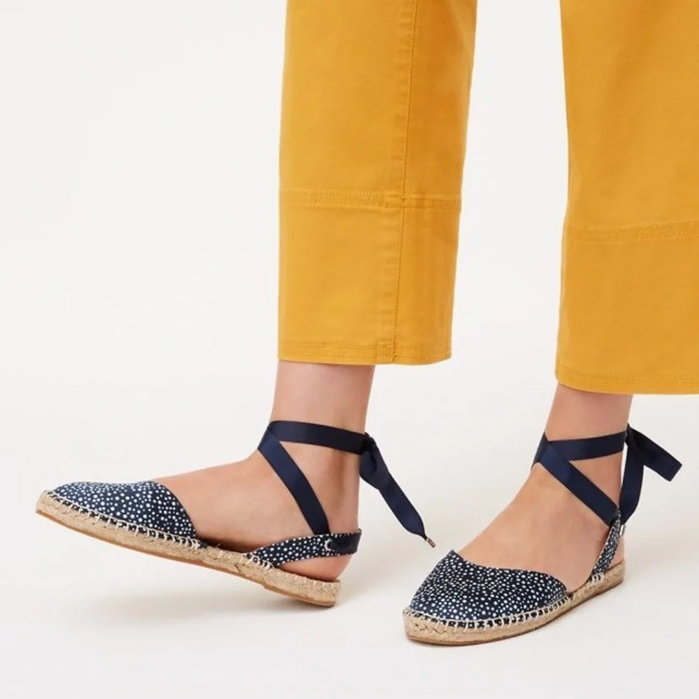 NWOT LOFT Polka Dot Ankle Tie Espadrille Flats